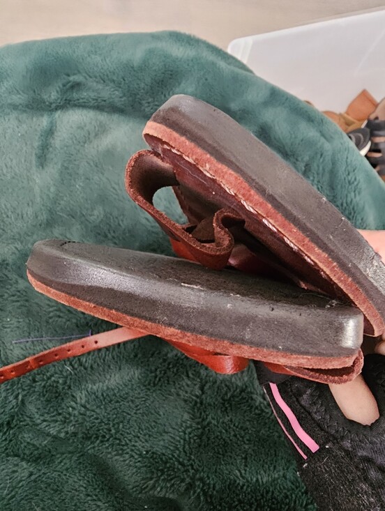 Handmade Jerusalem Leather Sandals 45 Men 12 Biblical Jesus Toe Loop Wore 1x Euc main image 4